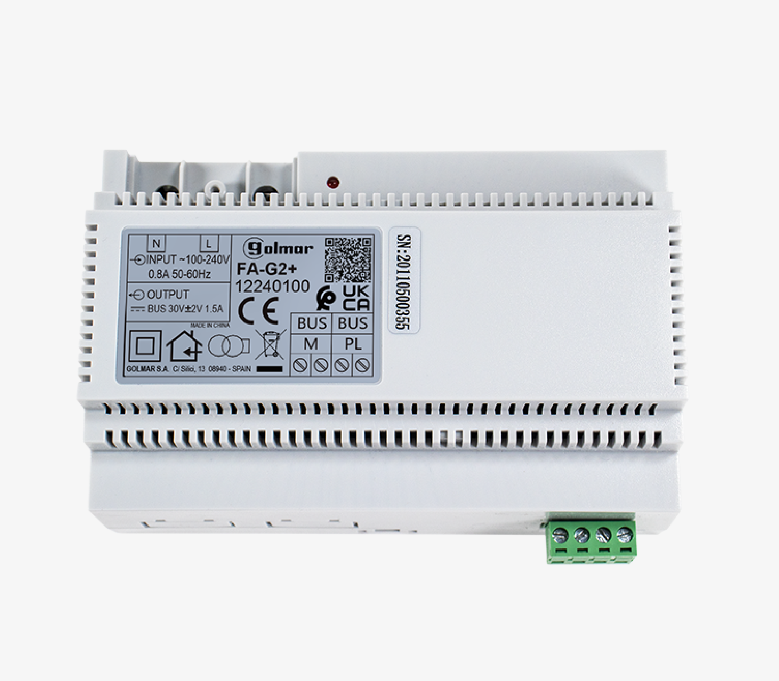 Golmar FA-G2+ voeding voor 2 draads video intercom en deurcommunicatie systemen met DIN rail montage