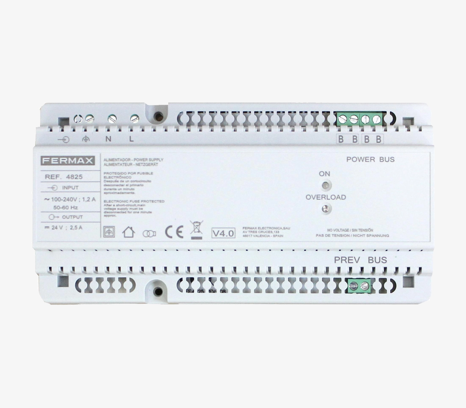 intercom systeem appartement fermax power supp. unitfilter din10 24vdc 2.5a